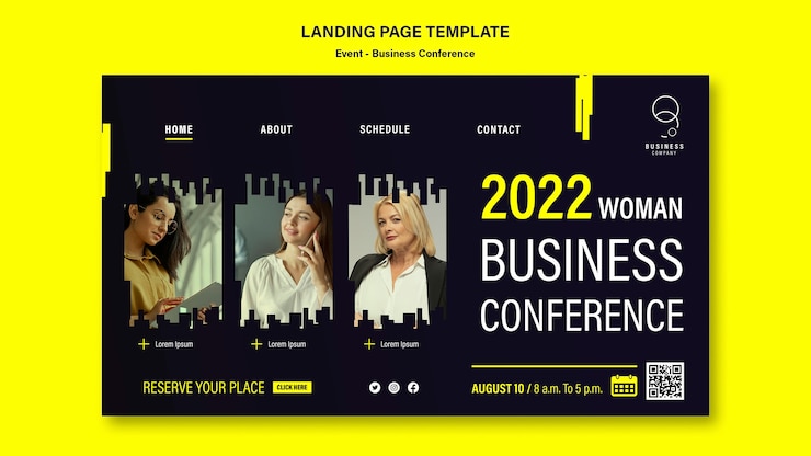Free PSD woman business conference landing page template