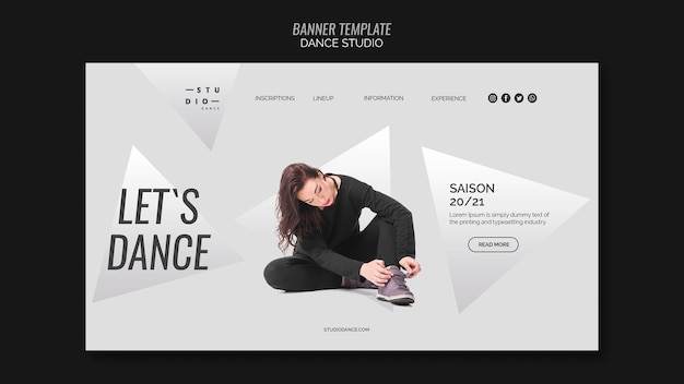 Free PSD woman dancing studio dance banner template