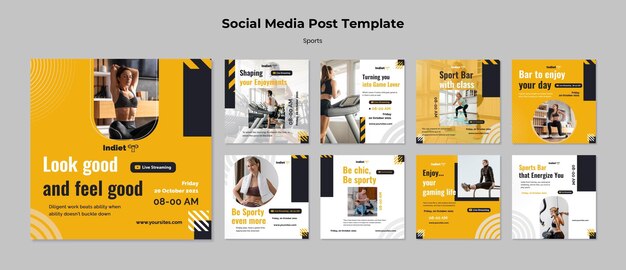 Woman doing sport social media post template