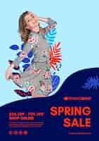 Free PSD woman in dress spring sale flyer