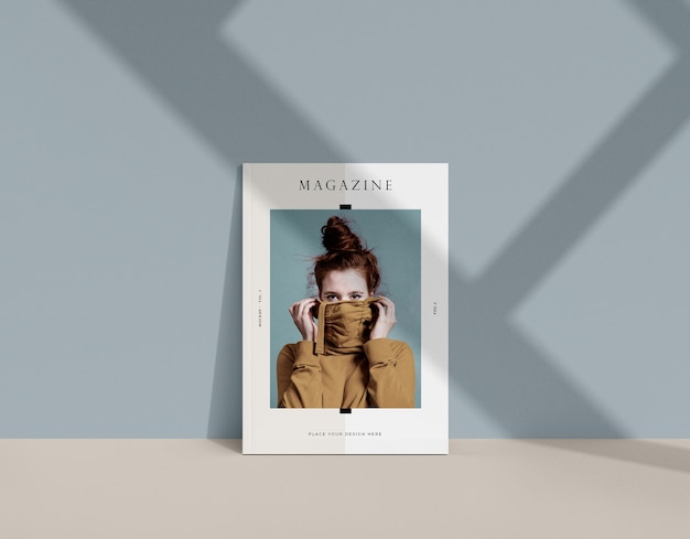 Woman on editorial magazine mock-up