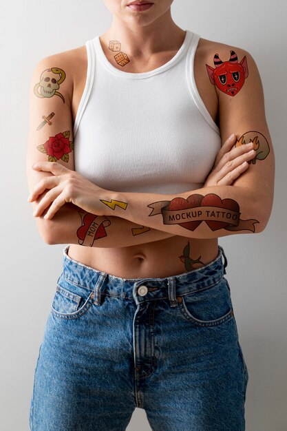 Woman Having Tattoo Mockup