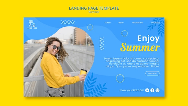 Woman holding a coffee landing page