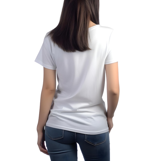 無料PSD 白い背景に隔離された白いtシャツを着た女性 ⁇