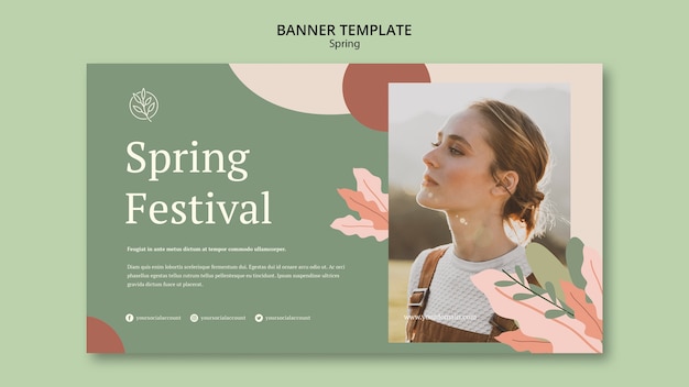 Free PSD woman outdoors spring banner template
