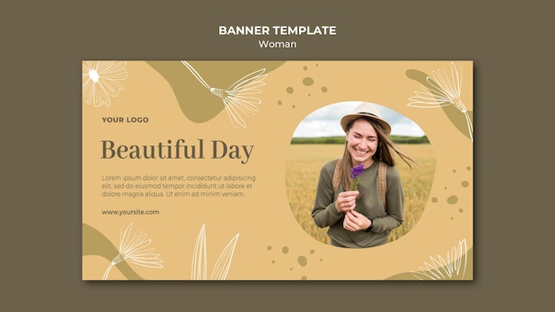 Free PSD woman outside banner design