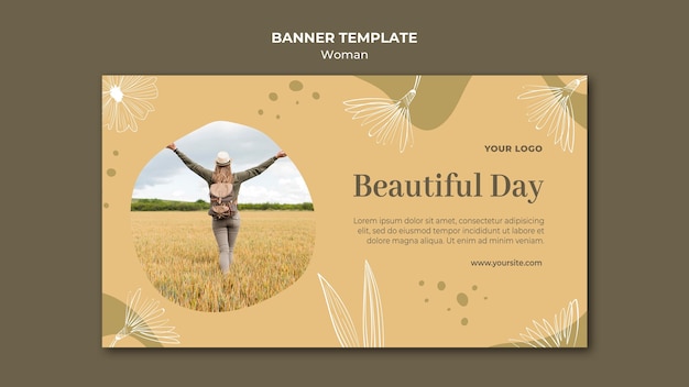 Free PSD woman outside banner style