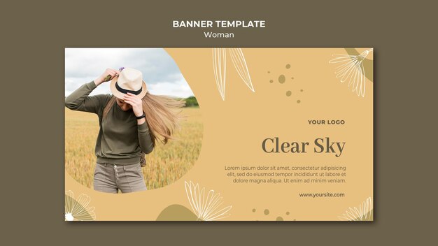 Free PSD woman outside banner template