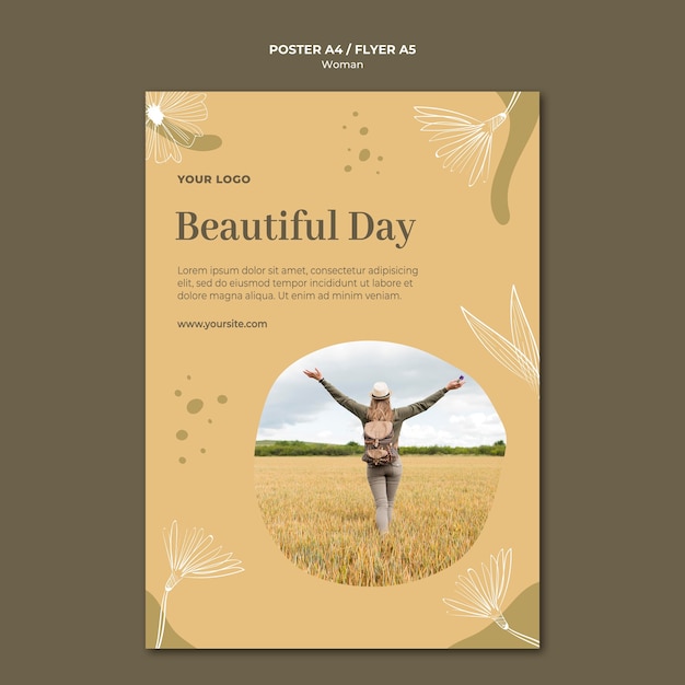 Free PSD woman outside poster style