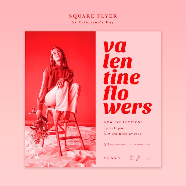 Woman sitting on a chair valentine's day square flyer