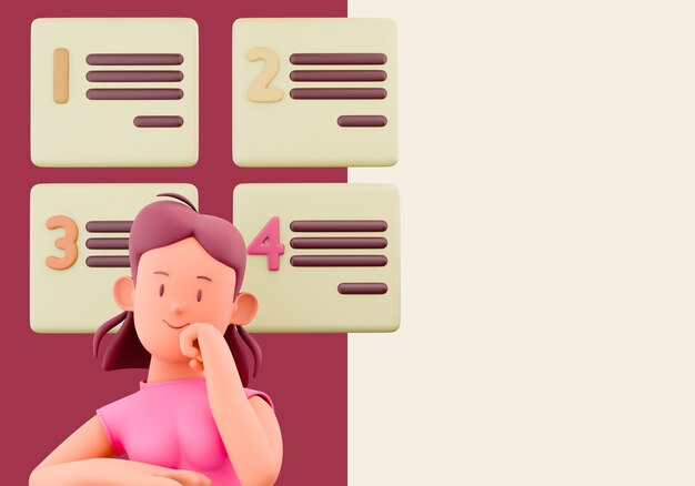 woman thinking with graphics