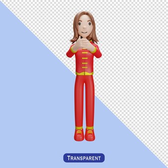 Woman with chinese dress in 3 d style happy chinese new year