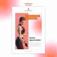 Free PSD woman with skipping rope fitness poster template