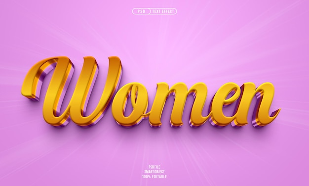 Free PSD women 3d editable text effect