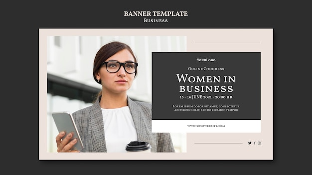 Free PSD women in business horizontal banner