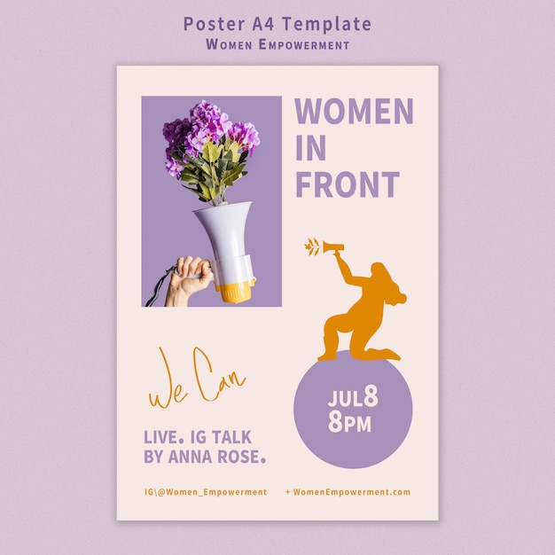 Modello di poster a4 per l'emancipazione femminile women