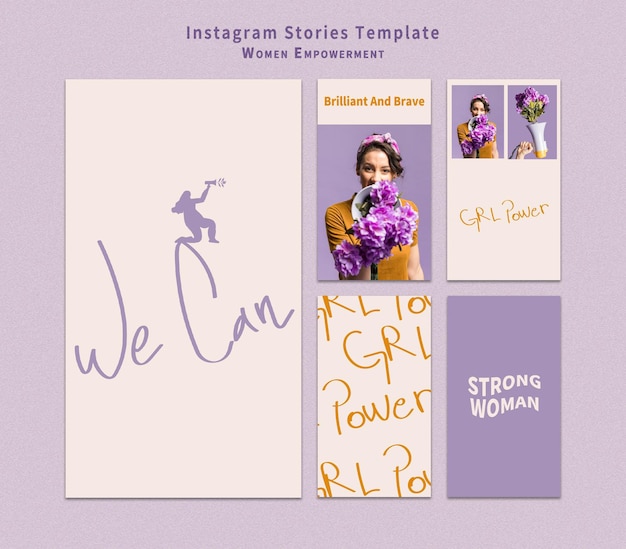 Women empowerment instagram story set