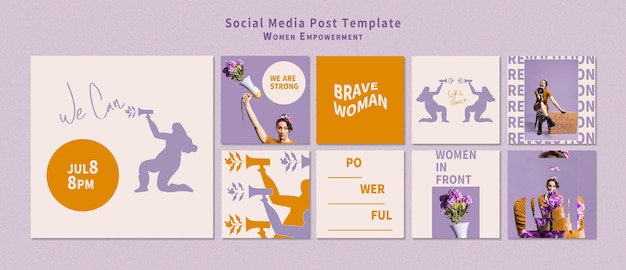 Free PSD women empowerment social media post pack