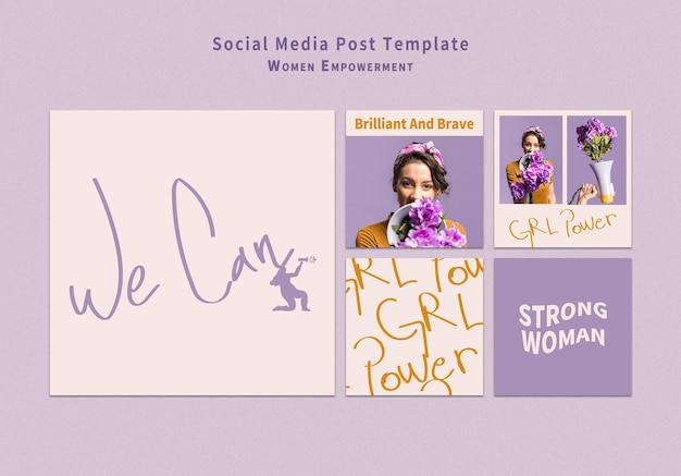 Women empowerment social media post set