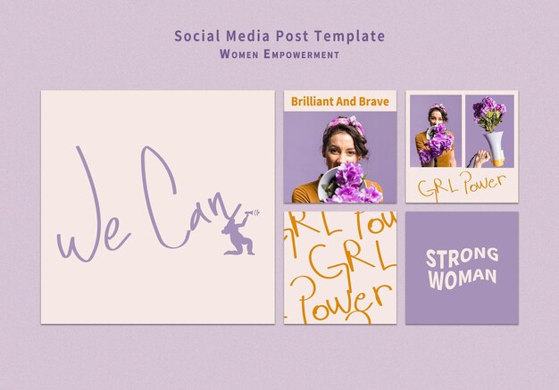 women empowerment social media post set