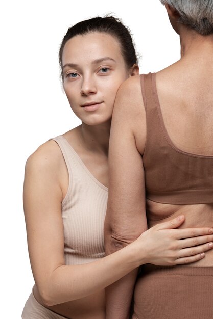 Women posing with self love for her body