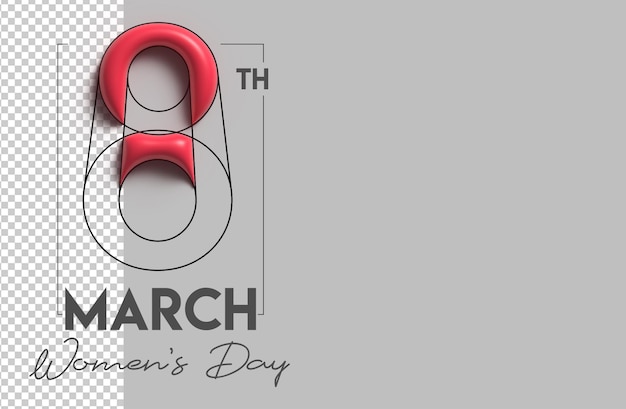 女性の日-3月8日あなたのテキストのスペース3Dレンダリングイラストデザイン。