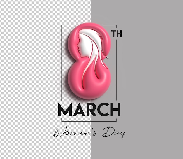 Free PSD women's day - 8 march space of your text 3d render illustration design.