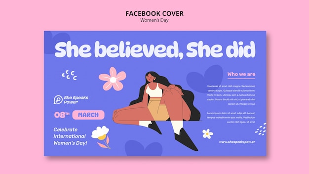 PSD gratuito modello di copertina facebook per la celebrazione della festa della donna
