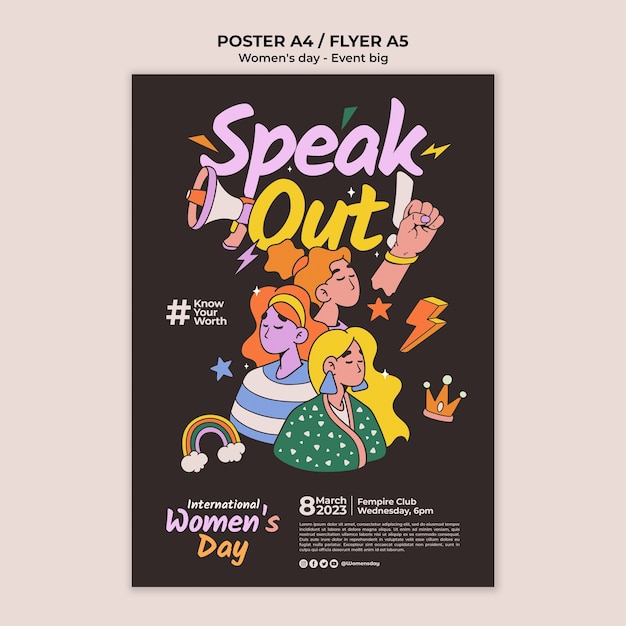 Free PSD women's day celebration flyer template