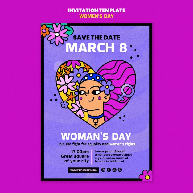 Free PSD women's day celebration invitation template