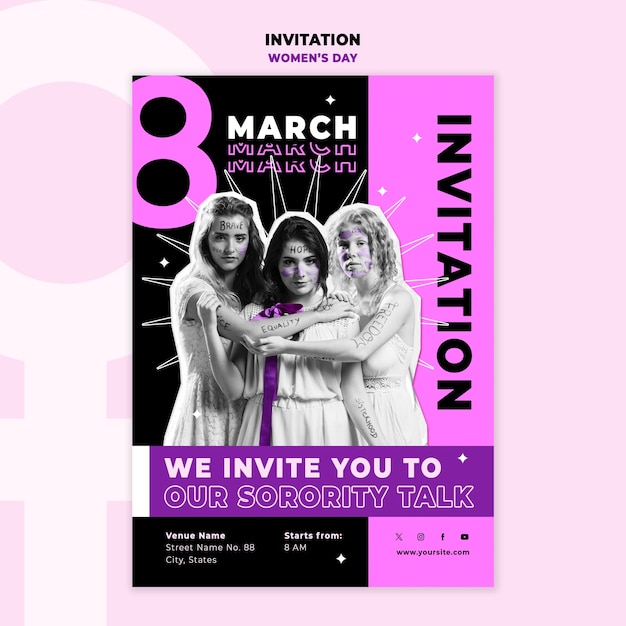 Free PSD women's day celebration invitation template