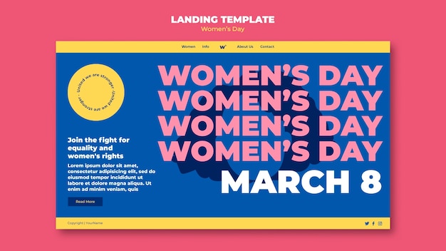 Free PSD women's day celebration landing page template