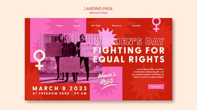 Free PSD women's day celebration landing page template