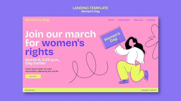 Free PSD women's day celebration landing page