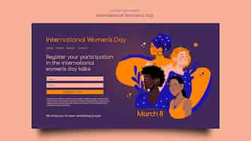 Free PSD women's day celebration landing page