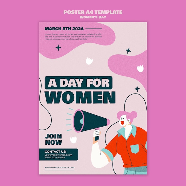 PSD gratuito modello di poster per la celebrazione della festa della donna