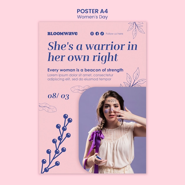 PSD gratuito modello di poster per la celebrazione della giornata della donna