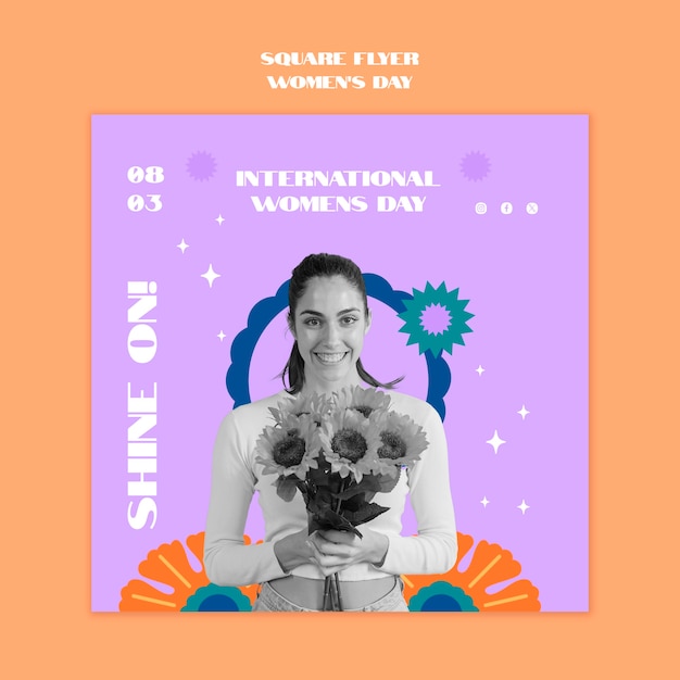 Women's day celebration square flyer  template