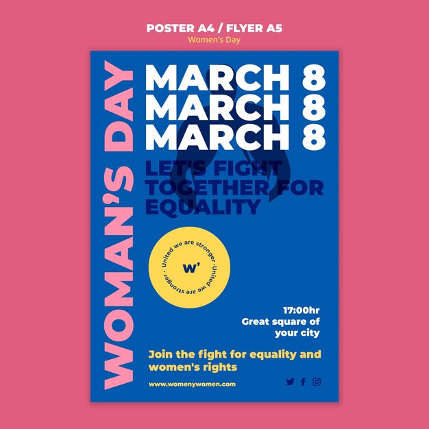 Free PSD women's day celebration vertical poster template