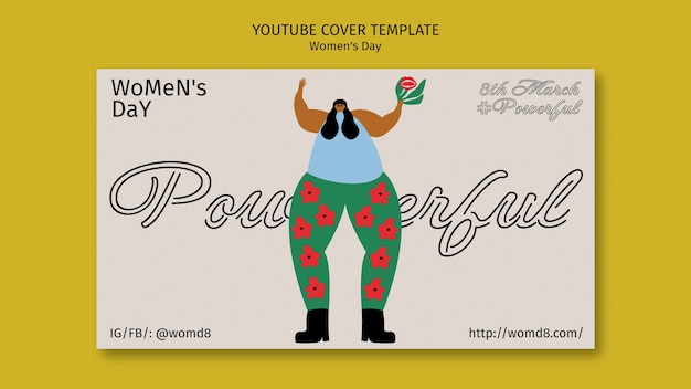 Бесплатный PSD Шаблон обложки youtube для празднования женского дня