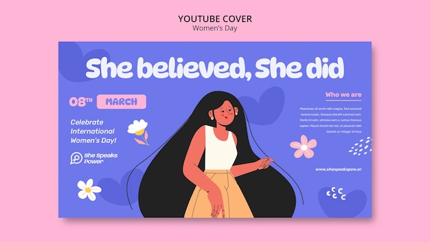 Шаблон обложки youtube для празднования женского дня