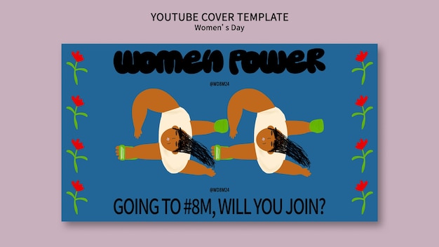 PSD gratuito cover di youtube per la celebrazione della giornata della donna