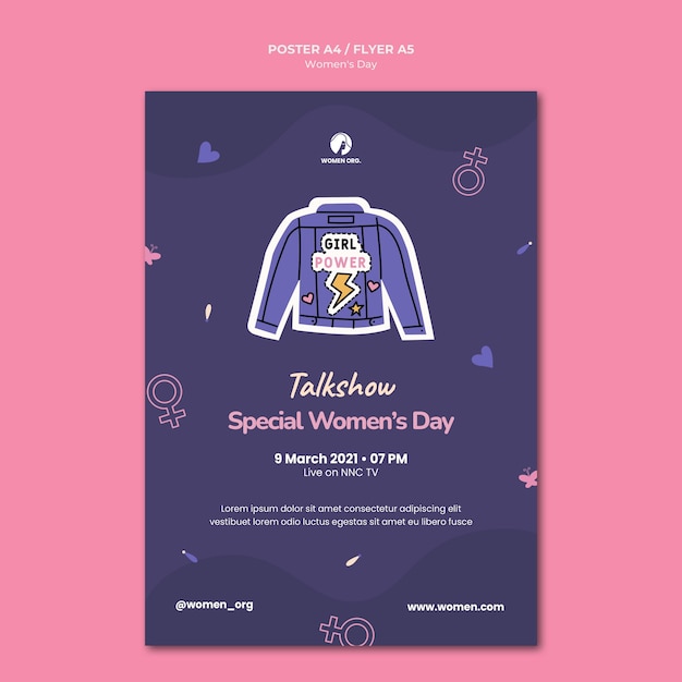 Free PSD women's day flyer template illustrated