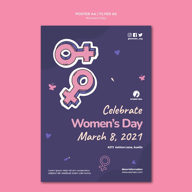 Women's day flyer template illustrated