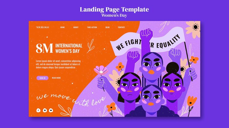 Free PSD women's day landing page design template