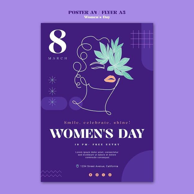 Бесплатный PSD Дизайн шаблона женского дня