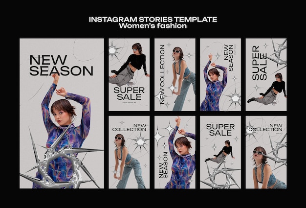 PSD gratuito storie di moda femminile su instagram