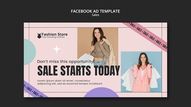 Modello promozionale di social media per la vendita di moda femminile