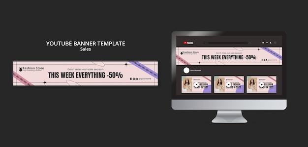 women's fashion sale youtube banner template