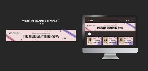 Free PSD women's fashion sale youtube banner template